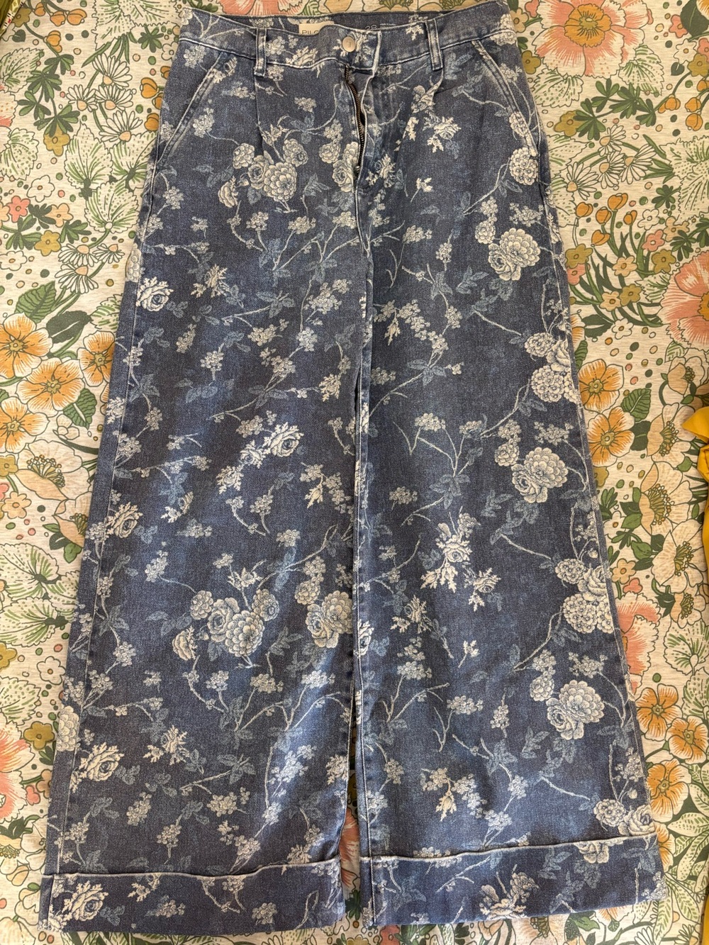 Anthropologie (Pilcro) Leon Double Hem High Waist Floral Jeans